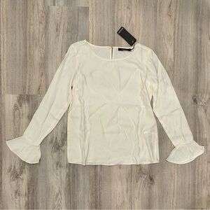 NWT SuperTrash Ivory Long Sleeve Viscose Semi Sheer Blouse Top Size M EU 38